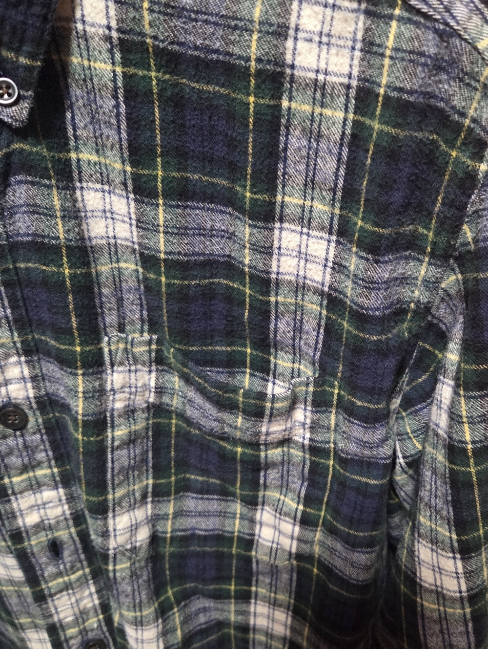 L.L. Bean Traditional Fit Scotch Plaid Flannel Shirt Blue Green Men's Size Large - Picture 3 of 4